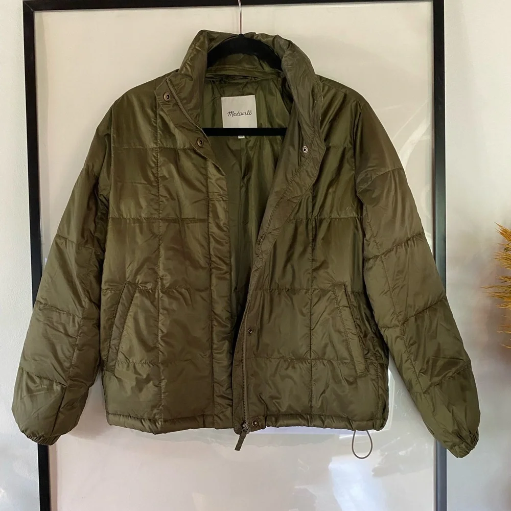 Madewell - Olive Green Packable Puffer Jacket - Picture 2 of 7